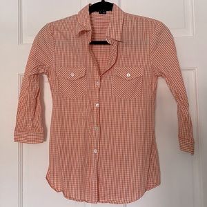 NWOT Theory orange plaid button up shirt Sz. P